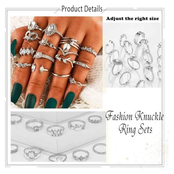15PCS - Silver Rings Set - Picture 6 of 7